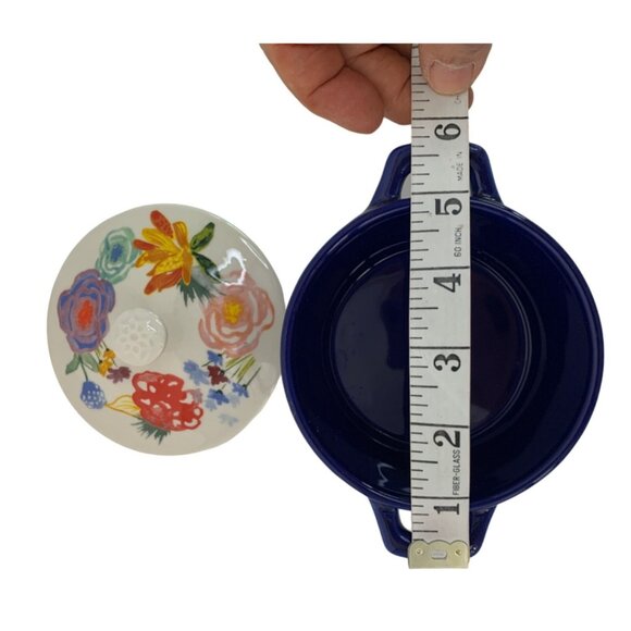 The Pioneer Woman Celia Stoneware Floral Mini Dutch Oven 4" Kitchen 7582 GUC - Picture 6 of 7